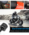 Heavy Duty Aluminum Knurled Motorcycle Seat Bolt Screws Featuring No Fuss Quick Swap For Dead Straight Hand Tightening On Custom Baggers And Touring Cruisers Matte Black Hardware Upgrade Kit close-up of seat bolt installation on custom motorcycle seat.