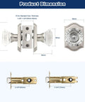Octagonal Clear Crystal Passage Door Knobs 5 Pack With Non Locking Latch dimensions and rosette detail