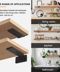 Heavy Duty Floating Shelf Brackets 4 Inch L Shaped Iron Wall Shelves Supports 150 Lbs Capacity Hidden Countersunk Design installed
