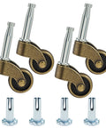4 Pack 1 Inch Swivel Stem Ball Caster Wheels Zinc Alloy Antique Brass With Socket Mounting For Furniture Desks Tables Chests Drawers