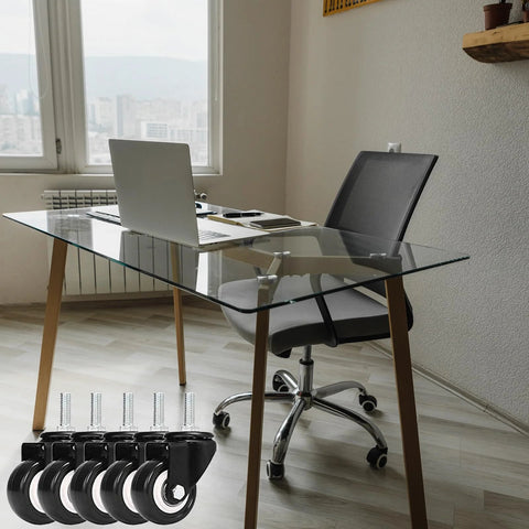 1.5 Inch Silent Office Chair Wheel Replacement Set 5 Piece with 360 Degree Swivel Casters under office chair in modern home office