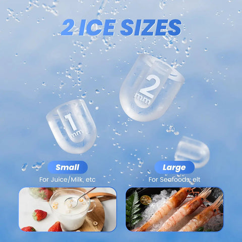 Top Notch Portable Ice Maker Creating Nine Bullet Cubes In Six Minutes, slays summer heat with two ice sizes for different beverages.