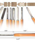 Pro Grade Woodturning Tools Kit With Eight Badass Heavy Duty Lathe Chisels including eight various steel chisels with wooden handles.