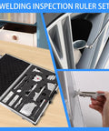 13 Piece Welding Measurement Toolbox Set Stainless Steel Weld Inspection Tools in aluminum case with tools in use