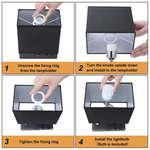Assembly steps for Dope Dual USB Dimmable Bedside Lamp With Phone Stand And Type C Charging Ports Black Desk Lamp