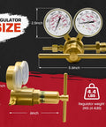 Brass high-pressure nitrogen regulator with dual 2.5-inch gauges for inert gases, 0–4500 psi