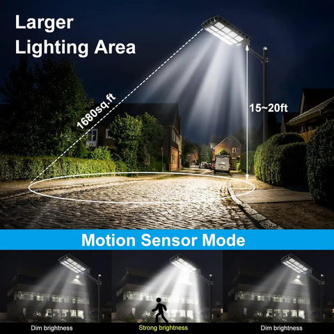 Ultra Bright Solar Street Light Outdoor Waterproof 80000LM Solar Powered Security Flood Light illuminating street