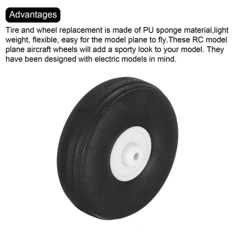 Lightweight Foam Wheel Set For RC Airplanes And Helicopters 4 Inch Diameter Wheel And Tire Kit, PU sponge material, side view