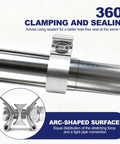 Close-up of 2.5 Inch Exhaust Clamp Narrow Band Stainless Steel 304 Muffler Clamp For 2.5 OD Exhaust Pipe on tubing connection.