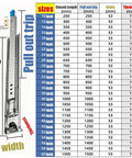 Heavy Duty Drawer Slides With Lock Full Extension Ball Bearing Runners Side Mount Rails 500mm Length Built To Last 120 Kg Capacity Cold Rolled Steel 2mm Thick Industrial Drawer Guide Kit 1 Pair size chart and 500mm closed length