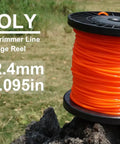 328 Ft 0.095 Inch Round String Trimmer Line Replacement Spool Nylon 2.4mm Diameter For Lawn Care Trim Edges Weeds And Grass Easy Storage Reel Orange Color outdoors on grass