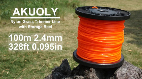 328 Ft 0.095 Inch Round String Trimmer Line Replacement Spool Nylon 2.4mm Diameter For Lawn Care Trim Edges Weeds And Grass Easy Storage Reel Orange Color outdoors on grass
