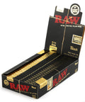 Classic Black One And A Quarter Size Natural Unrefined Ultra Thin 79mm Rolling Papers Six Packs in open display box