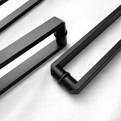 Stainless Steel Door Pull Sliding Handle Back-To-Back Mount For Glass Wood Metal Doors Black Finish Built To Last Indoor Outdoor Use