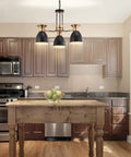 20 Inch Dope Black And Brass Gold Modern Metal LED Pendant Light Fixture With Adjustable Hanging Ceiling Lamp For Kitchen Island