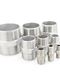 Assorted stainless steel hex nipples including Stainless Steel One And One Quarter Inch Male Threaded Hex Nipple SS304 Pipe Fitting For Brew Kit