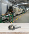 ISO25 ER20 Collet Chuck Tool Holder, heavy duty, alloy steel, in CNC shop showcasing machining equipment.