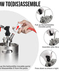 Ball Lock Keg Quick Disconnect Set With 5/16 Barb And 1/4 Barb Fittings, 2 Pairs, Leak-Proof Corny Keg Fittings Kit For DIY Homebrewing, Rotating Nut Adapter, Easy Gas And Liquid Line Connections, stainless steel keg post assembly guide