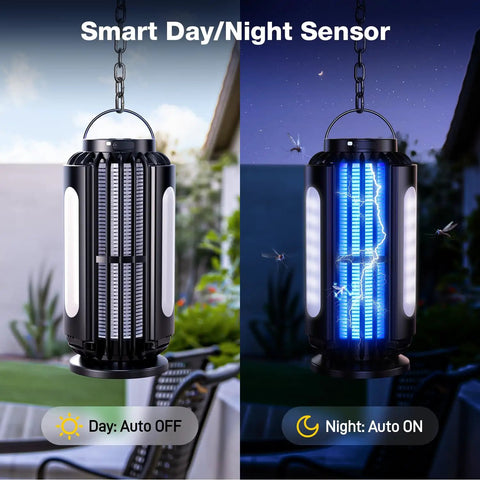 Cordless Bug Zapper For Patio And Camping Solar Powered Mosquito Zapper With LED Light Battery Operated Day Night Sensor IP65