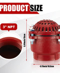 3 Inch Cast Iron Foot Valve NPT Threaded For Water Service Only Red Painted Finish Built Tough Industrial Grade Heavy Duty Durable Check Valve For Residential And Commercial Use