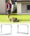 Man mowing lawn with image of Ten Pack 2.75 Inch By 0.25 Inch Trailer Pins For Hitch, Shaft Locking, Coupler, PTO And Lock Pins