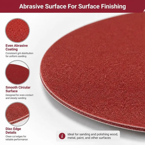 Get Your Hands On This Banger 100 Piece Assortment Pack Of Premium Aluminum Oxide Sanding Discs With Hook And Loop Backing close-up of abrasive surface