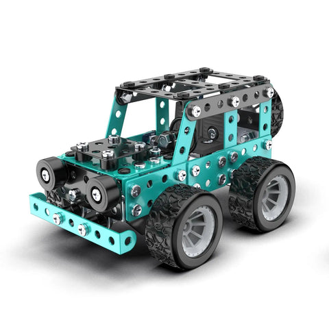 Metal vehicle model from Buildable 3D Metal Engineering Kit With 194 Piece STEM Set For Ages 8 To 16 Develops Logic Skills And Spatial Reasoning