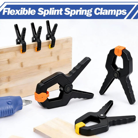 60 Pack 3.5 Inch Heavy Duty Plastic Spring Clamps For Backdrops Balloon Arches Tarp Pool Covers Woodworking Photography Crafts And DIY Projects Versatile Clip Set For Home Studio And Workshop, black and orange clamps on wood