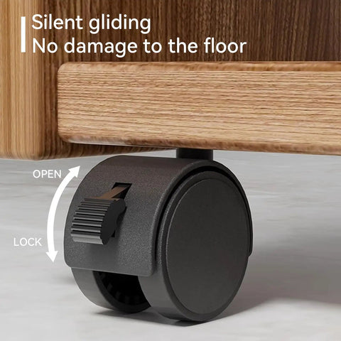 1.5 Inch Swivel Plate Caster With Brake, Heavy Duty 5 Pack, Nylon Small Caster Wheels, installed on wooden furniture
