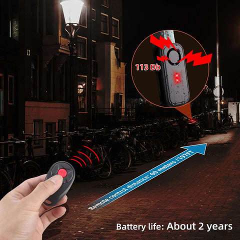 Beefed Up 113 Db Bike Alarm System With IP66 Waterproof Vibration Sensor LED Light And Remote Control For Bicycles Motorcycles Cars Doors And Windows Built To Deter Thieves And Help You Find Your Vehicle From Long Distances