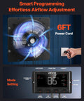 10 Inch Wall Mounted Exhaust Fan With Variable Speed And Temperature Humidity Controller 1000 CFM close-up view with control panel