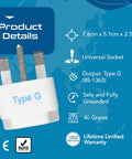Grounded Type G Travel Plug Adapter Set 3 Pack For UK Ireland Hong Kong UAE And More Universal Compatibility For Most Sockets