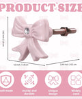 Dimensional view of pink bow dresser knob from Eight Piece Pink Bow Dresser Knob Set Cast Iron Drawer Pulls For Cabinets And Wardrobes Vintage Coquette Style Cute Nursery Rooms Girls Bedroom Vanity And Kitchen Home Decor.