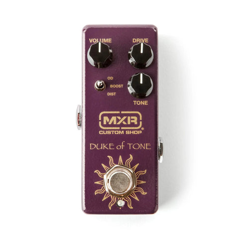 Top view of Duke Of Tone Overdrive Pedal Analog Man Collaboration Hand Wired Through Hole Build For Warmth And Grit Boost Distortion Switch