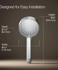 Awaken G110 Three-Function Handshower With 1.75 Gpm Flow, Multi-Spray Showerhead, dimensions, polished chrome design
