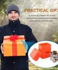 Person holding gift with Portable 3700W Camping Stove With Piezo Ignition, includes adapter and carry case.