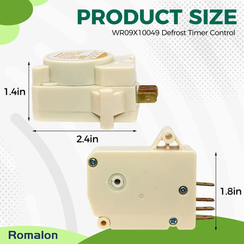 Defrost Timer Replacement Part WR09X10049 For GE Hotpoint Refrigerators dimensions 1.4in x 2.4in x 1.8in