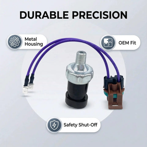 No Sweat Oil Pressure Sensor Switch Replacement Kit For Mercury Mercruiser Outboard Boats With Connector Pigtail Spade Terminals hassle-free gear fix in metal housing.