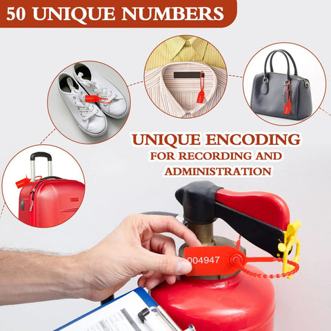 No Fuss Fire Extinguisher Monthly Inspection Tags With Durable Tamper Seals And Numbered Zip Ties For Straight Ahead Safety Compliance 2026 Through 2029 White