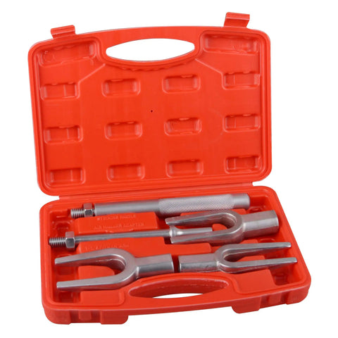 Five Piece Pickle Fork Tool Set For Auto Repair With Ball Joint Separator And Tie Rod Removal Kit in red case