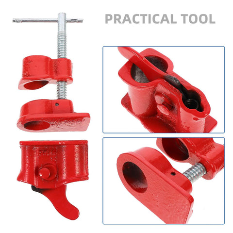 Lightweight 1/2 Inch Quick Release Pipe Clamp for Woodworking and Wood Gluing, red heavy duty workholding tool details