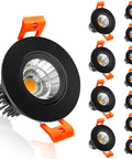 2 Inch LED Downlight Kit With 3W Recessed Lighting 220LM COB Dimmable 3000K Warm White CRI80 Black Trim LED Ceiling Lights With Driver 12 Pack Energy Saving EZ Install