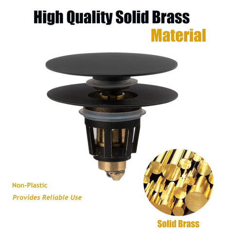 Universal Bathroom Sink Drain Stopper With Detachable Hair Catcher And Matte Black Finish Is A Pretty Darn Sharp Fit For Most Pop Up Drains Works Like A Charm While Sealing Away Nasty Hairs In Your Vanity Basin