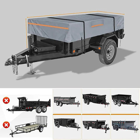 Rock Hard 5X8 Utility Trailer Cover Built Tough With Heavy Duty 420D Waterproof Polyester Cargo Tarp Windproof Weather Shield For Single Tandem Axle Trailers