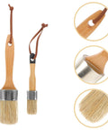 Two-Piece Wood Handle Paint Brush Set For Walls And Decks, oval synthetic bristle brushes detail, pro grade quality