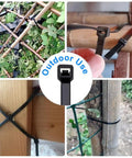 8 Inch Black Zip Ties Heavy Duty 50 Pound Tensile Strength 100 Pack Industrial Grade Cable Ties UV Resistant Nylon 66 in outdoor use scenarios
