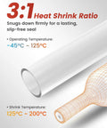 Crystal Clear Heat Shrink Tubing Kit 3 To 1 260 Pieces Waterproof Marine Grade Wire Wrap with temperature details