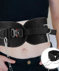 Heavy Duty Weightlifting Waist Belt With Thickened Metal Chain for back support in powerlifting, showing black color and chain detail.