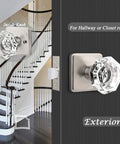 Crystal Interior Door Knobs 10 Pack For Hallway And Closet Doors Clear Glass Octagon Dope Door Handles Satin Nickel View