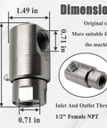 Two Pack 1/2 Inch Hose Reel Swivel Fittings Replacement Made From Ni Al Nickel Aluminum Alloy Durable Metal Corrosion And Rust Resistant Heavy Duty Design For Easy Replacement On Hose Reels And Reel Systems, dimension view with 1/2" female NPT
